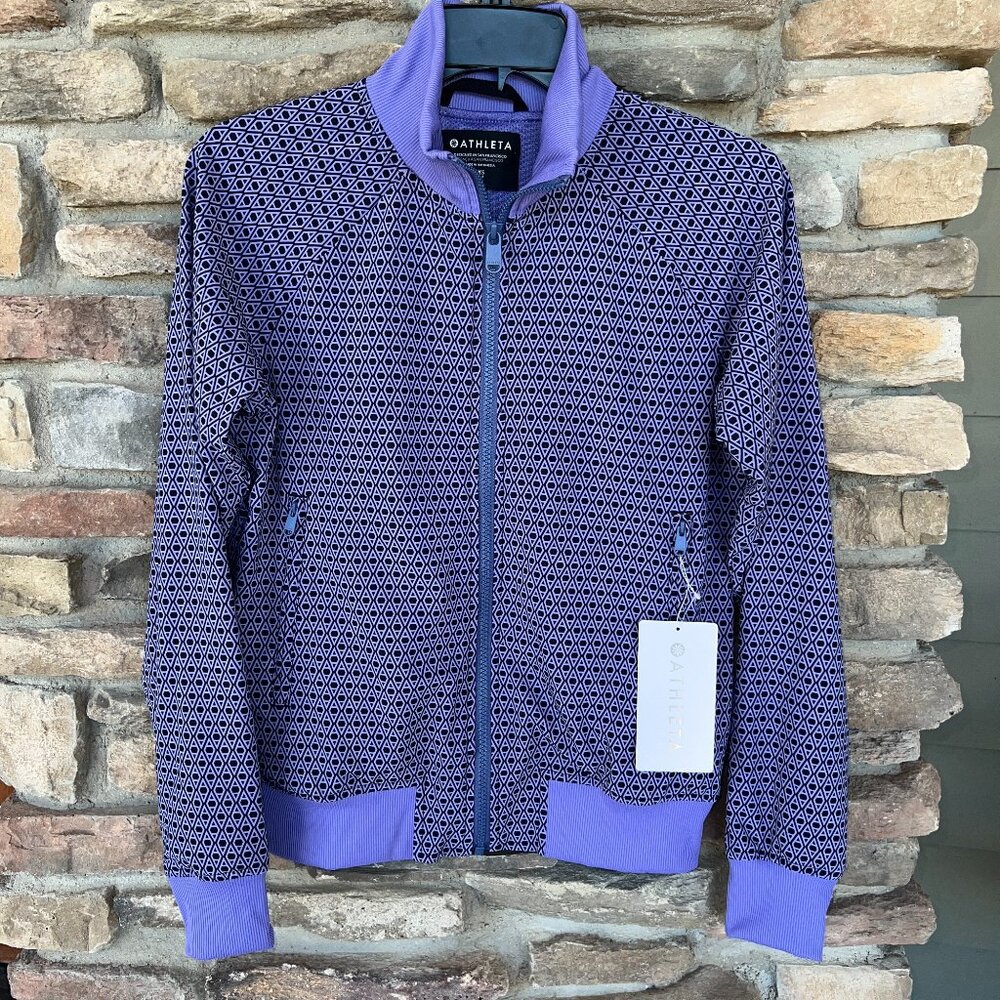 ATHLETA BROOKLYN BOMBER Women's Full Zip JACKET Purple Navy XL XXS NWT
